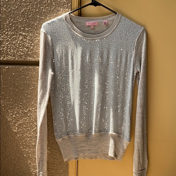 Ted Baker grey sequin crew neck sweater - Picture 1 of 7